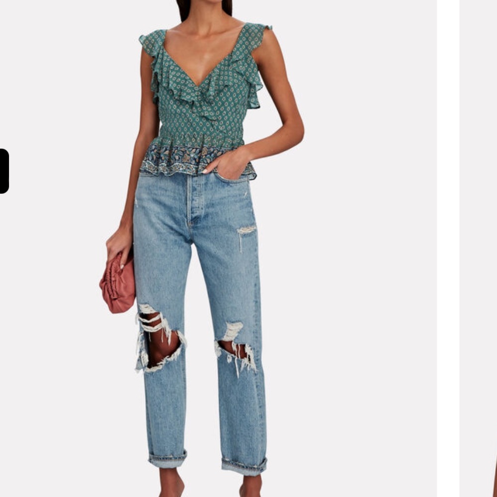 VERONICA BEARD
Randa Paisley Ruffle Trim Peplum Top